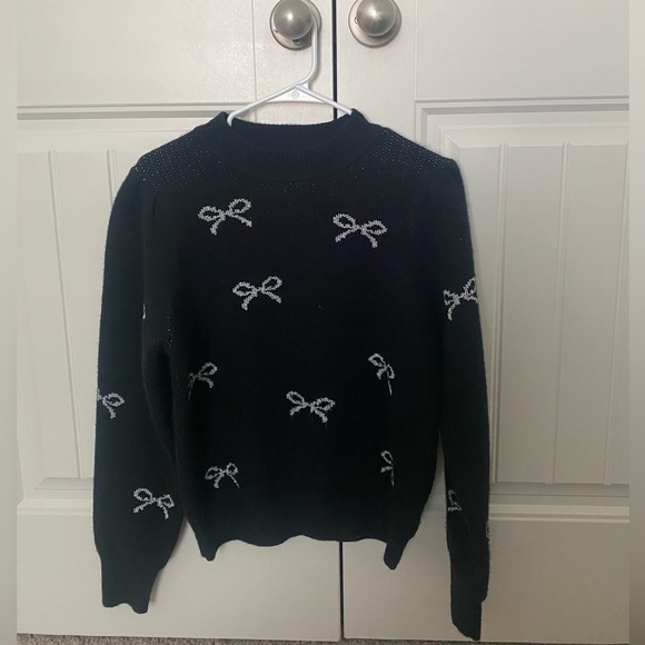 Nanette Lepore Black Sweater with Bow Accents - Picture 1 of 3